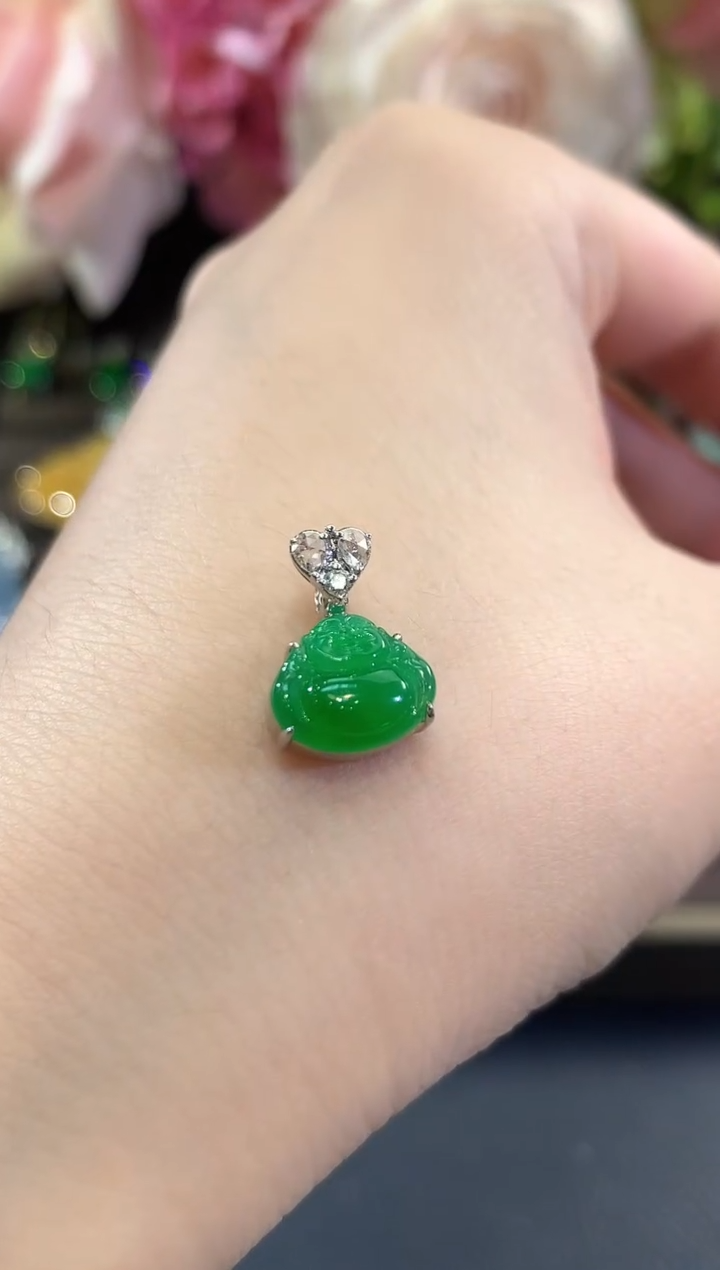 吊坠(不含链)18K金镶嵌翡翠c5   