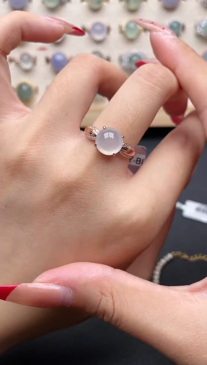 【闪购商品】翡翠戒指银S925镶嵌一物一证一礼盒