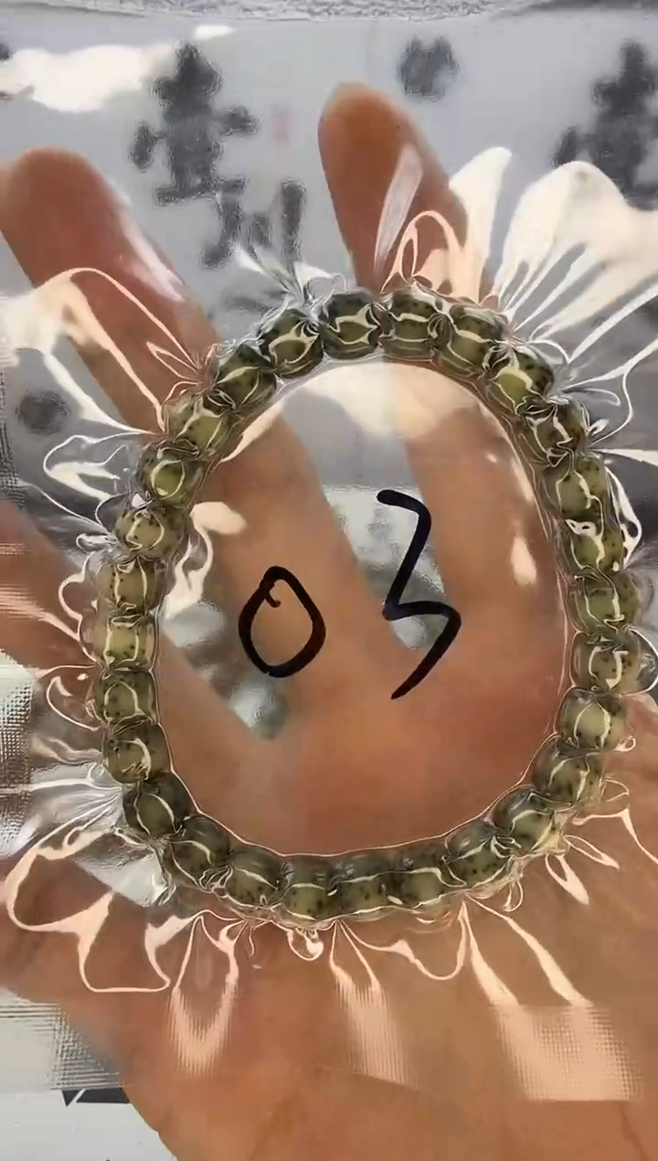 手串星月菩提8/7 石玉料 绿幽灵 侧大留白+眼留白 同枝果 s级