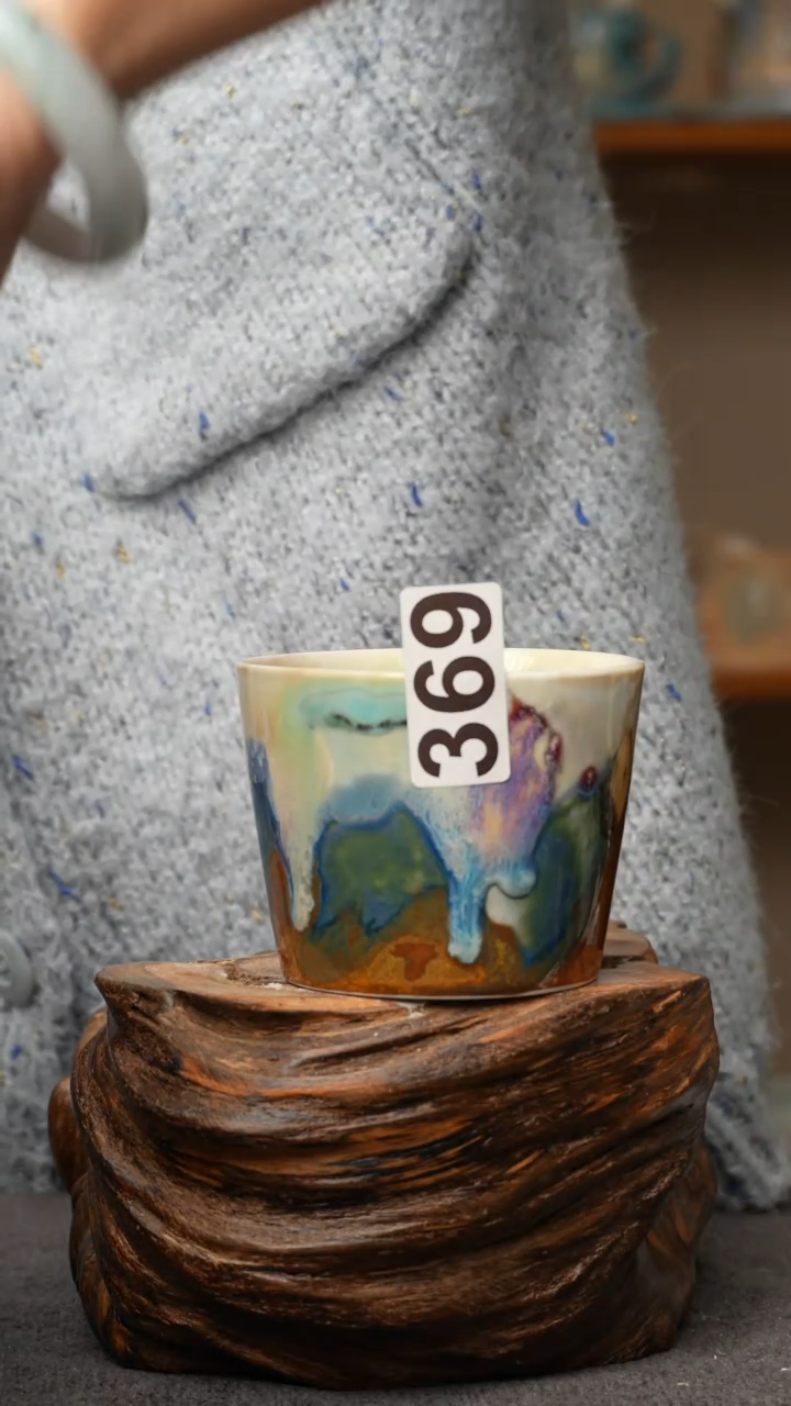 杯子陶369景德镇手创颜色釉杯（食品级）带冰裂纹