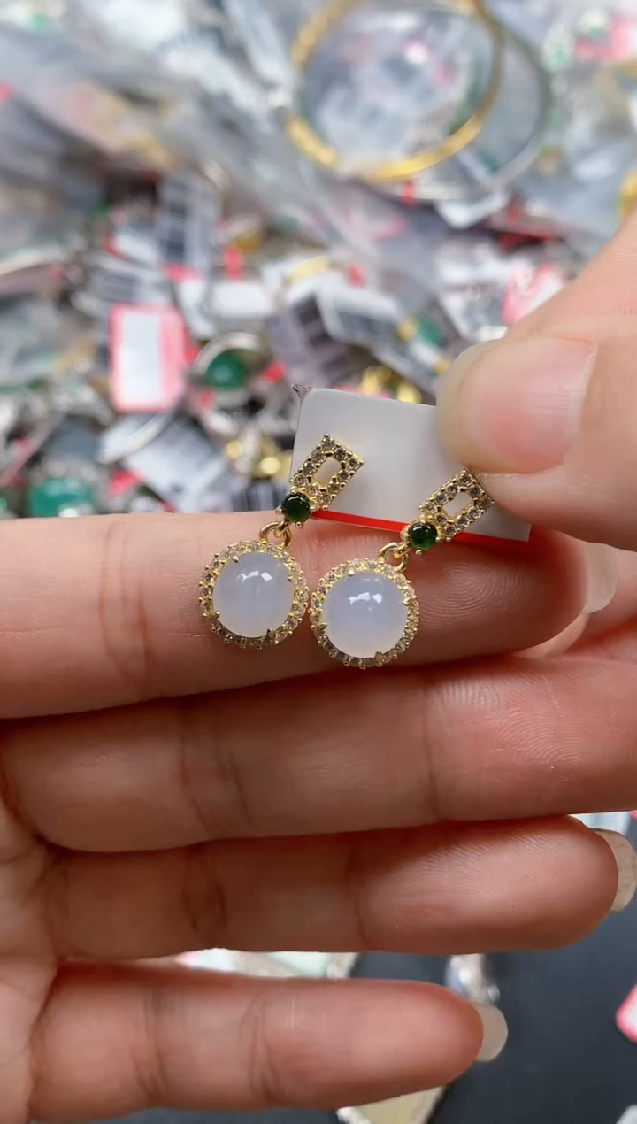 银S925镶嵌戒指翡翠天然A货缅甸翡翠