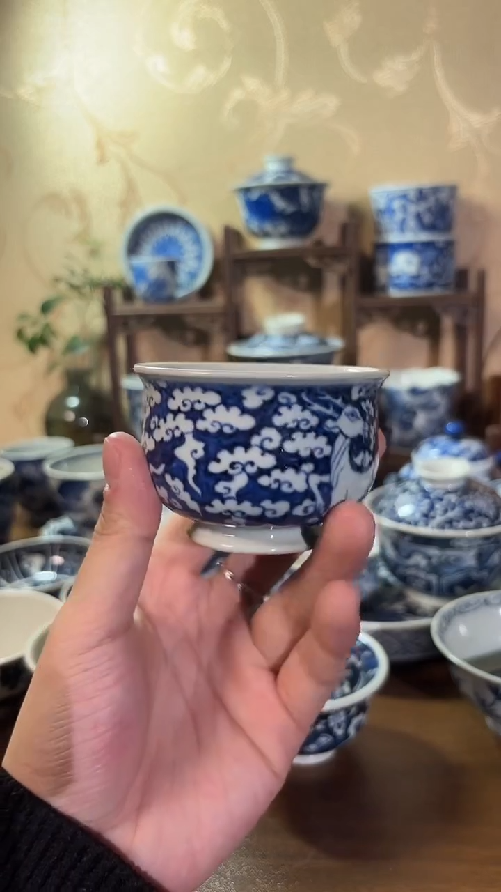 纯手工青花炉式杯