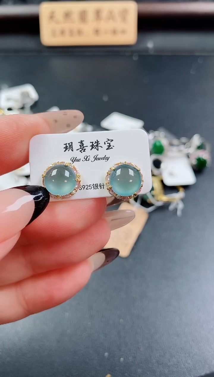 银S925镶嵌戒指翡翠1