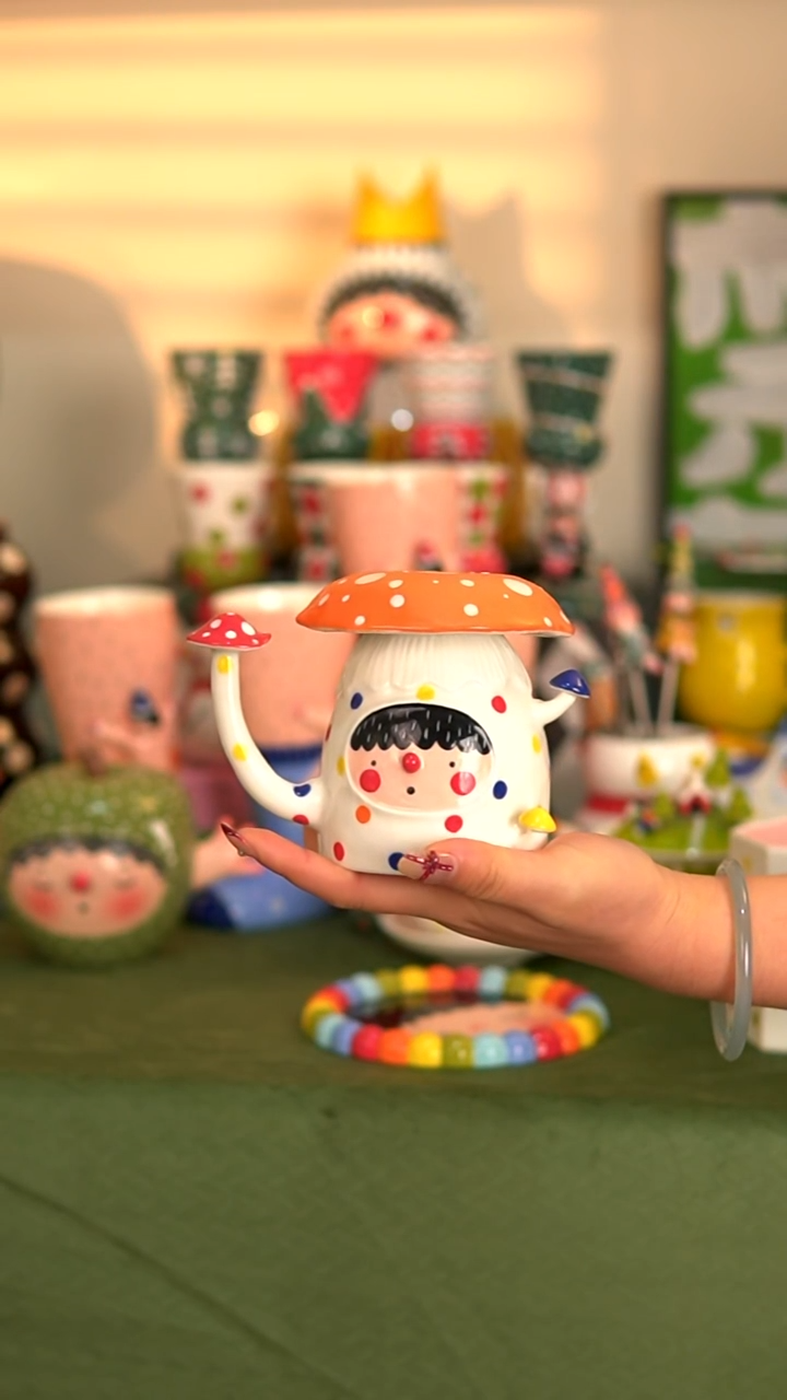 .喜上陶社多头蘑菇杯