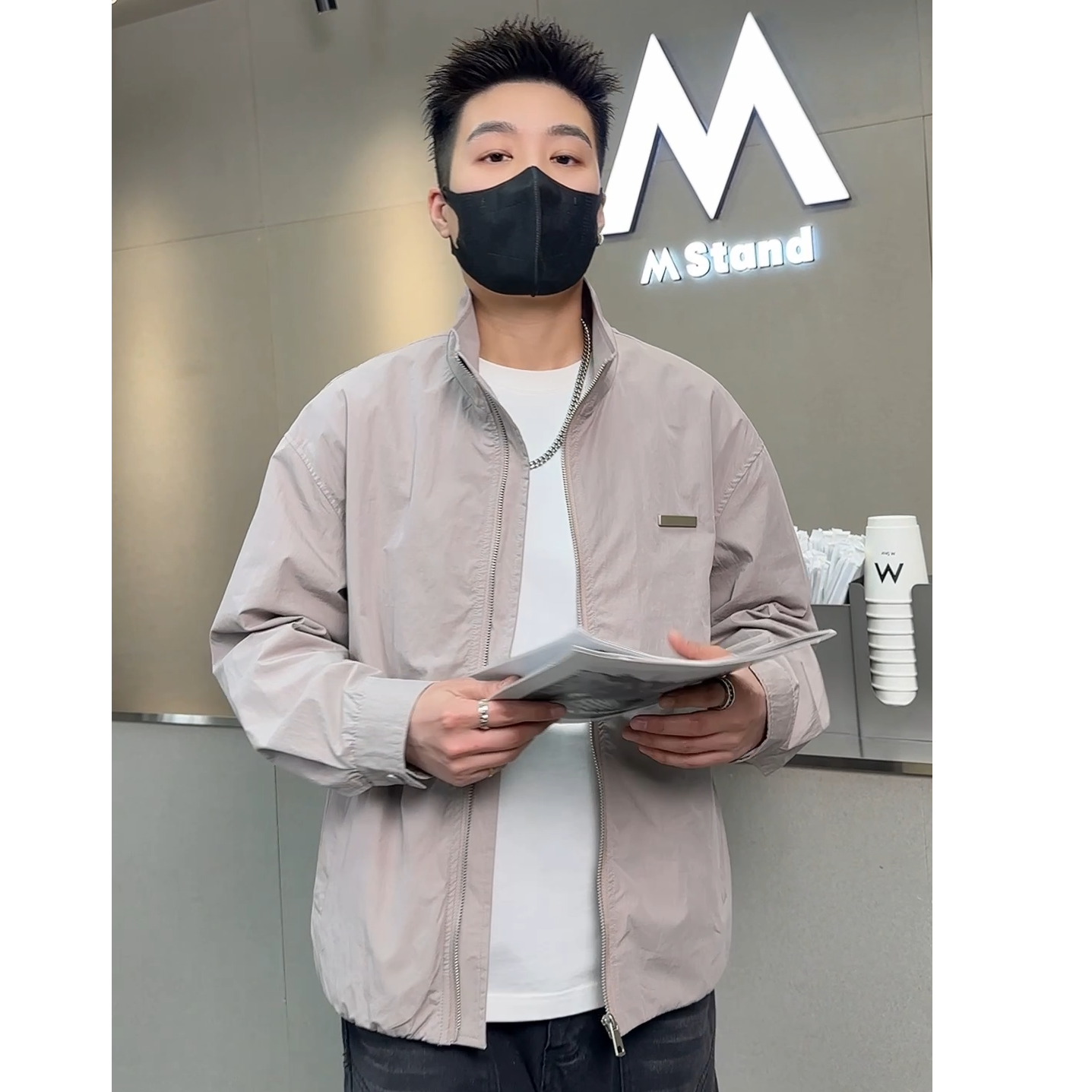 【复合水洗棉高级感外套】秋季新款立领纯色情侣常规帅气夹克-2539