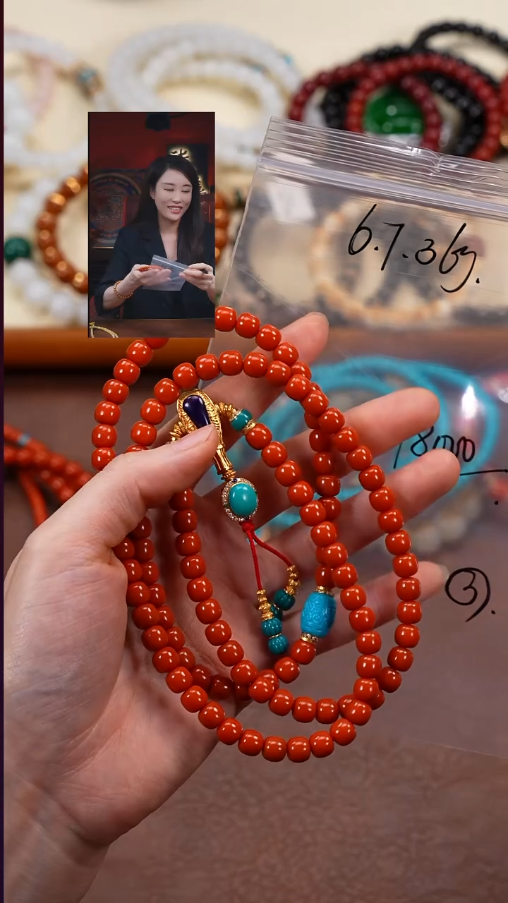 18K金镶嵌手串南红玛瑙填**字柒禧文玩回血好物