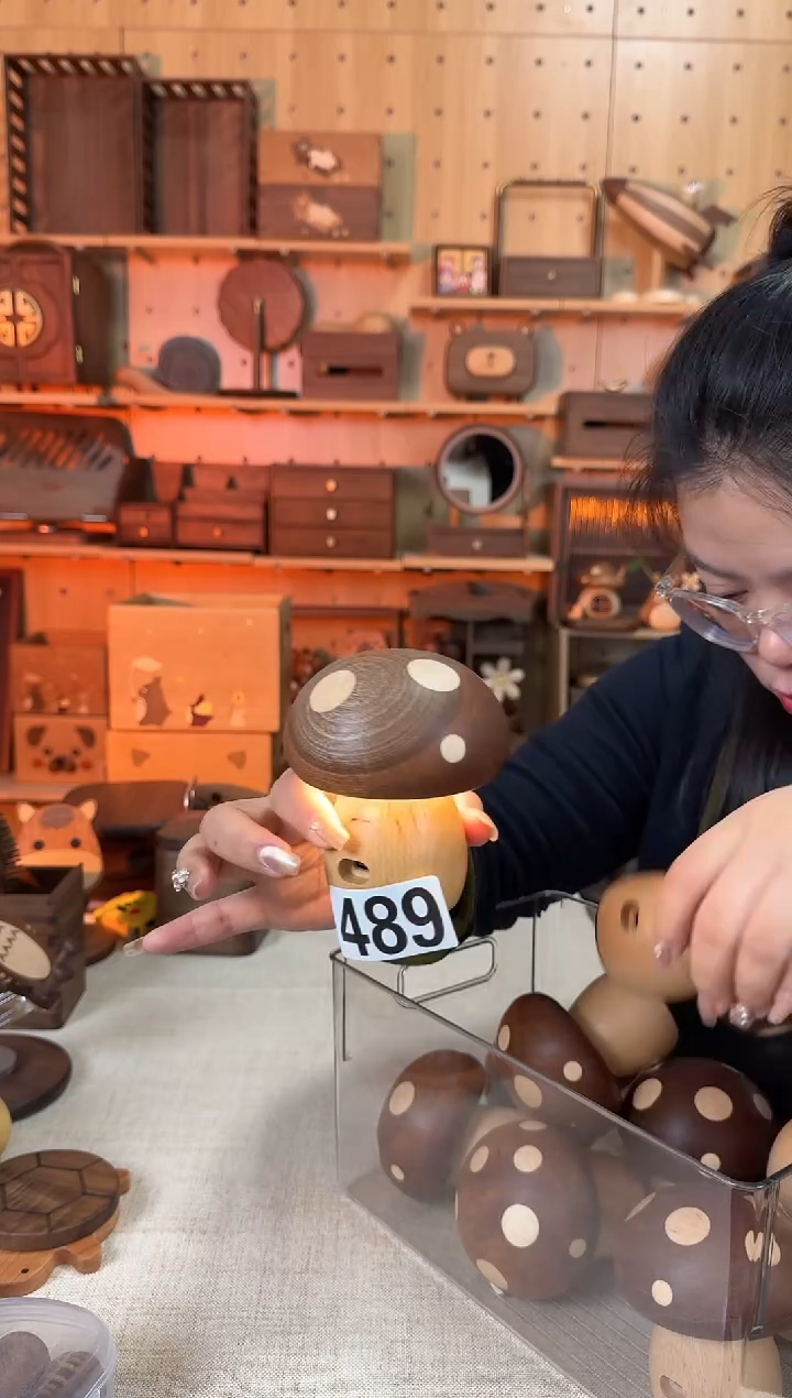 木489瑕疵乌檀木实木小号蘑菇灯