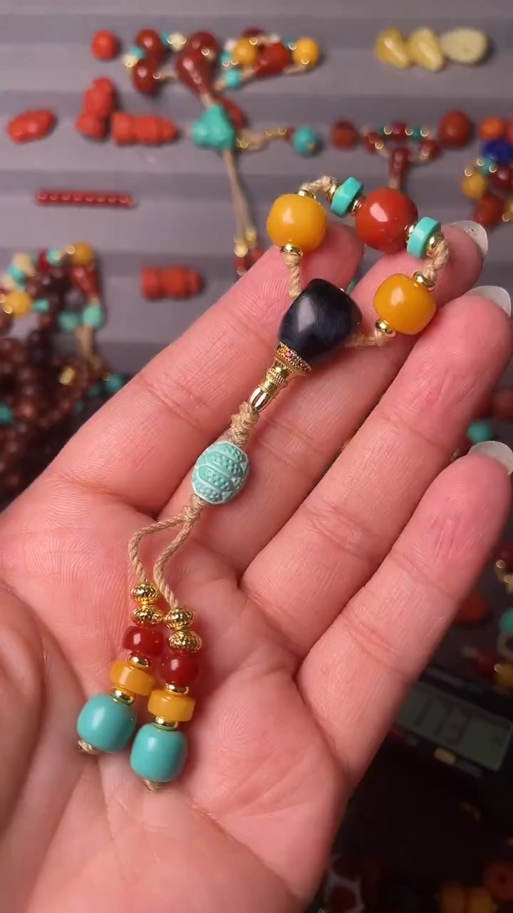 裸石蜜蜡未镶嵌多样性发货，7-9黑色三通款