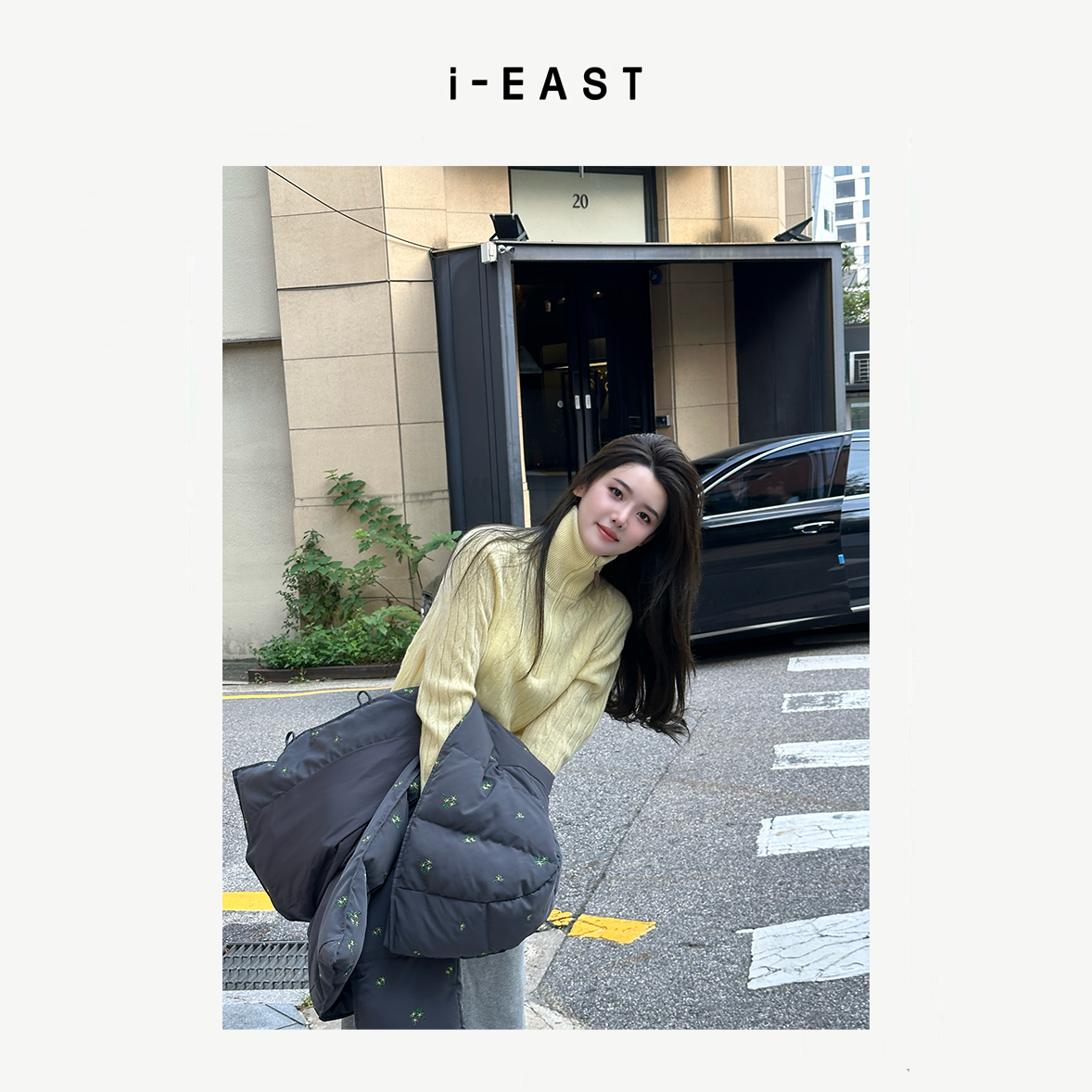 i-EAST 迷迭香之恋~秋日拉链麻花纹毛衣上衣-4Q SY0475