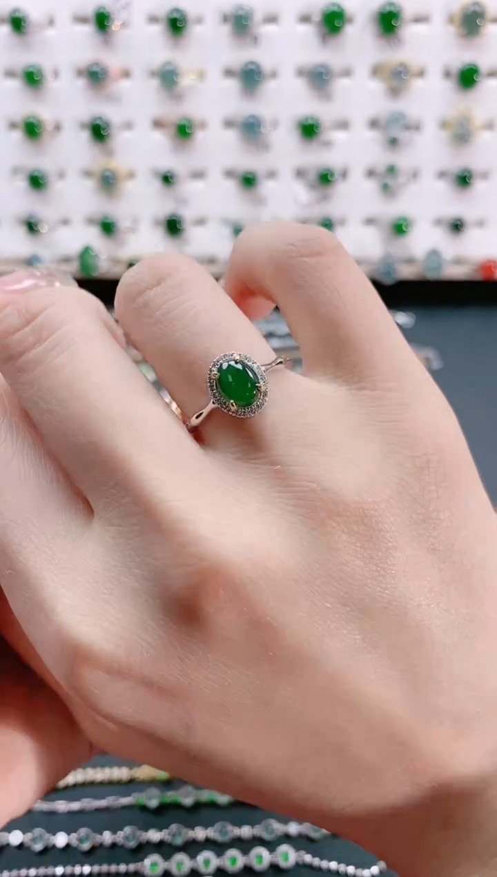 【闪购商品】翡翠戒指银S925镶嵌天然翡翠