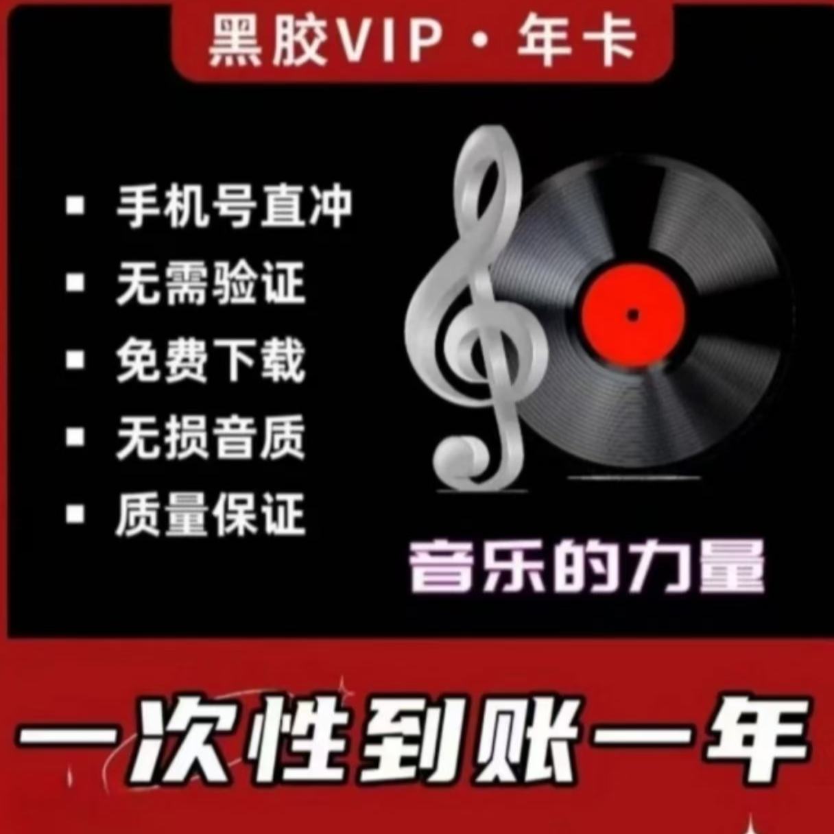 网易音乐黑胶会员vip年卡12个月-包售后 【核销】