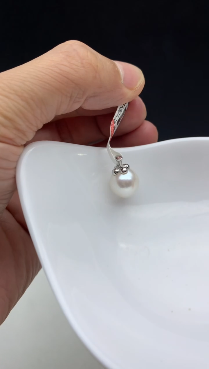 银S925镶嵌ff淡水珍珠白珠吊坠(赠链）10~11mm