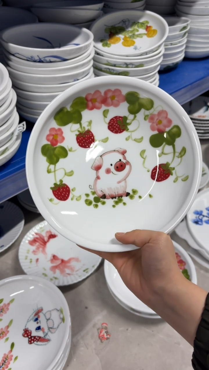 景德镇高温陶瓷食品级手绘釉中彩-大月亮盘