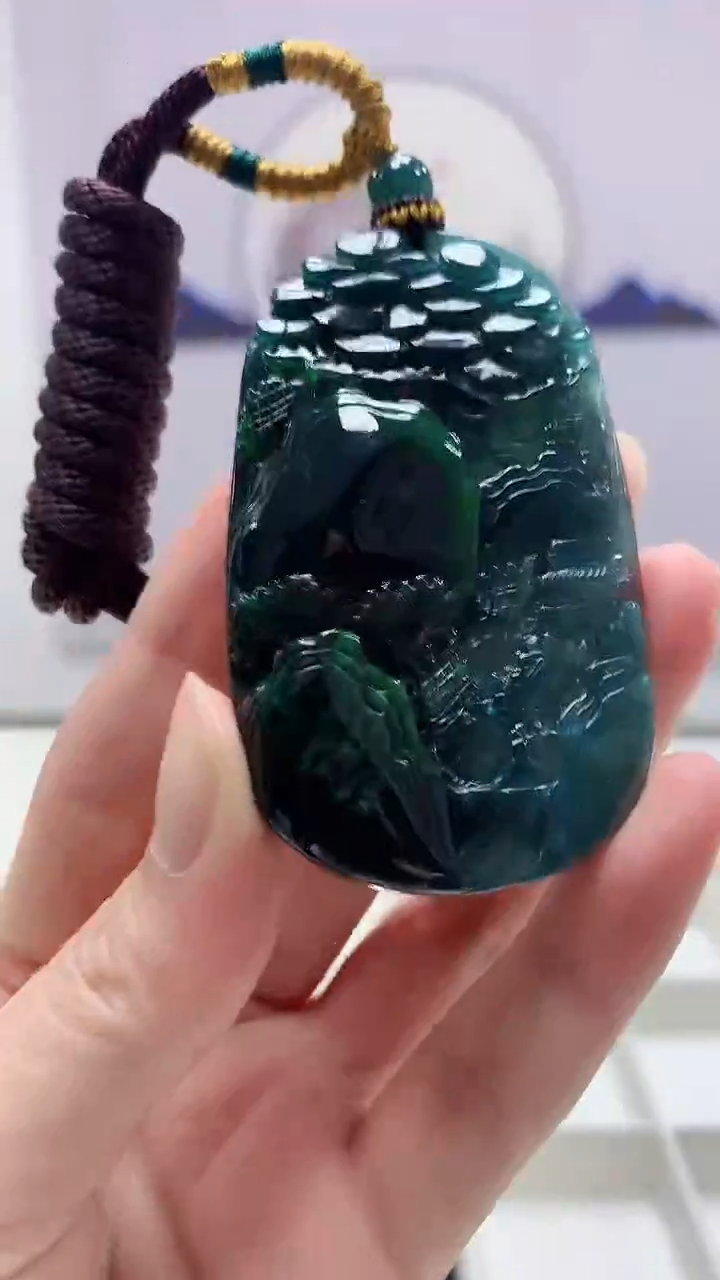 【闪购商品】定制翡翠未镶嵌5028zm-毛货挂件107山水