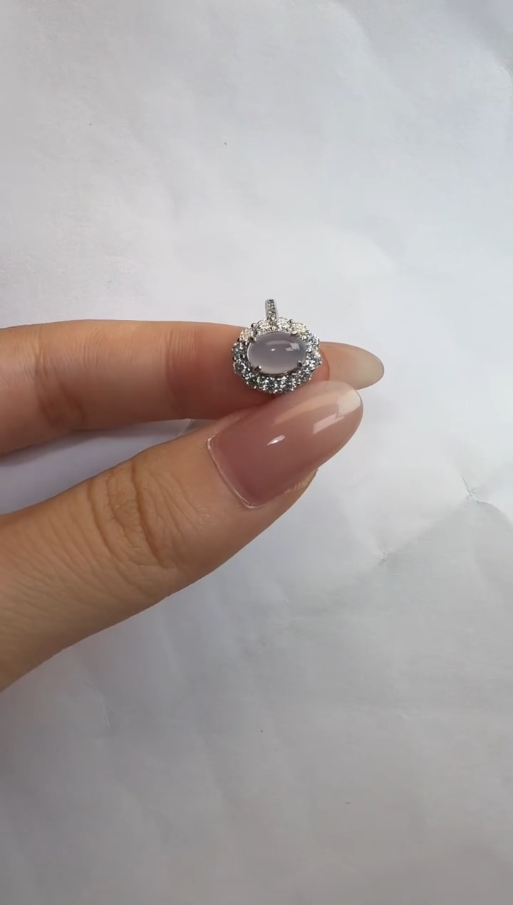 银S925镶嵌戒指翡翠通体925银镶缅甸A货翡翠戒指