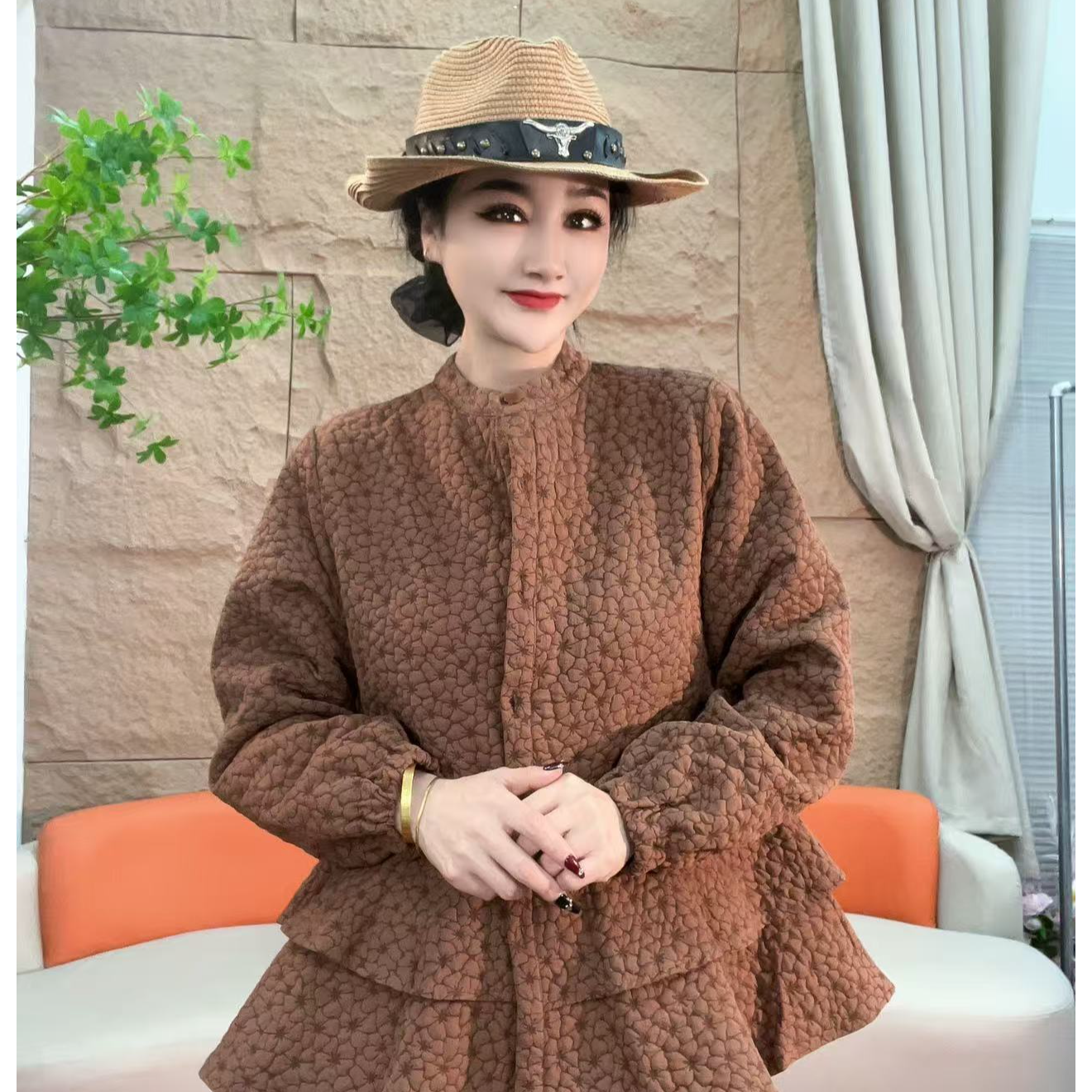 9107【凡家衣橱】小众设计宽松棉外套扣欧洲站秋季新款时尚百搭