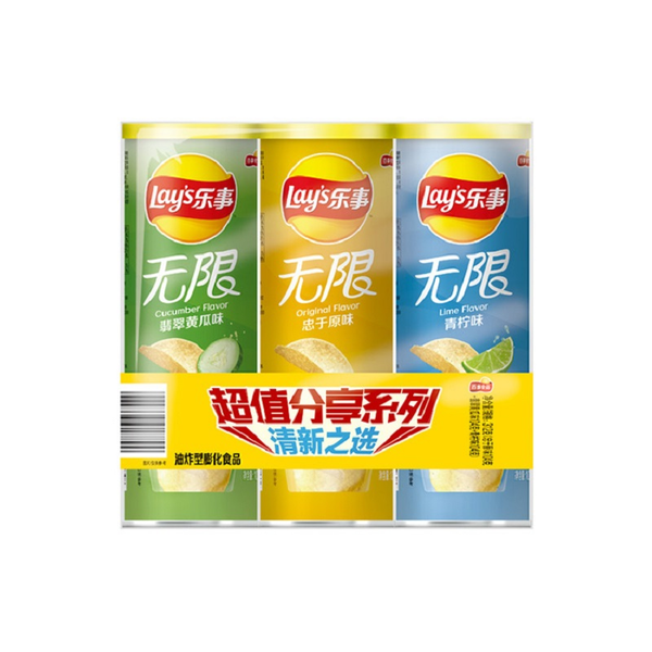 乐事超值分享清新系列薯片（原味+青柠+黄瓜） 104g*3