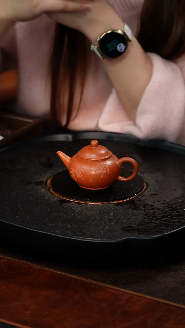 茶壶紫砂刘海清 水平64 老朱泥 100毫升