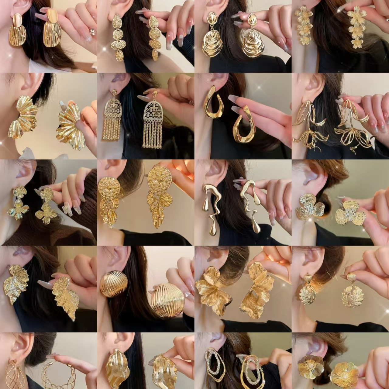 铜合金锆石耳饰 铜合金合成锆石耳饰 轻奢时尚耳环 对应价格拍