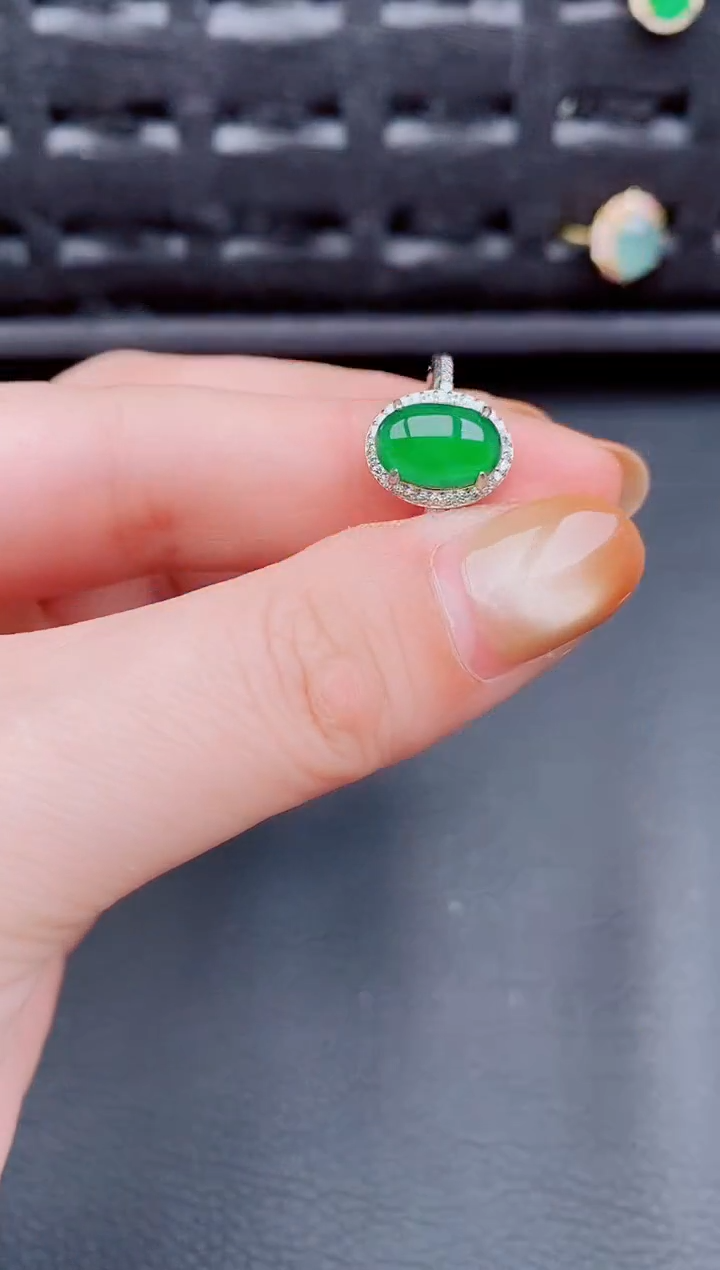 【闪购商品】翡翠戒指银S925镶嵌天然a货翡翠519