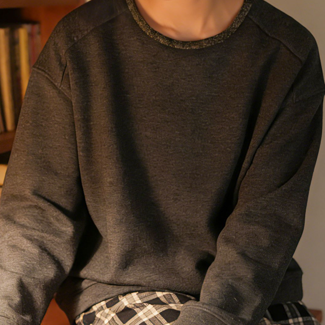 灰色圆领打底卫衣休闲百搭长袖