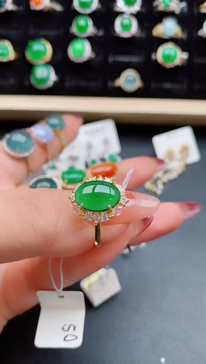 【闪购商品】翡翠戒指银S925镶嵌5085508