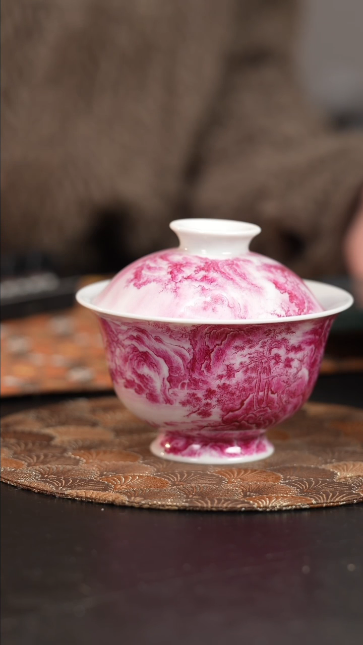 【闪购商品】杯艺林堂藏珍系列宝石红早春图盖碗