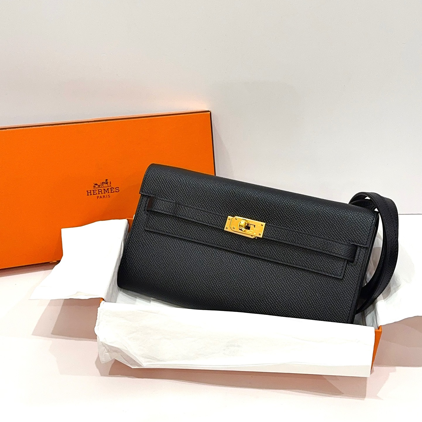 99新 Hermes/爱马仕 7姐专场/黑金kelly togo斜挎包Y刻