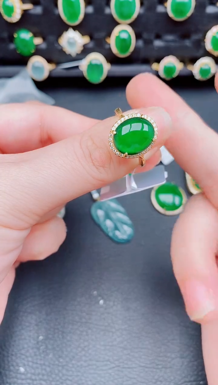 【闪购商品】翡翠戒指银S925镶嵌天然a货翡翠366