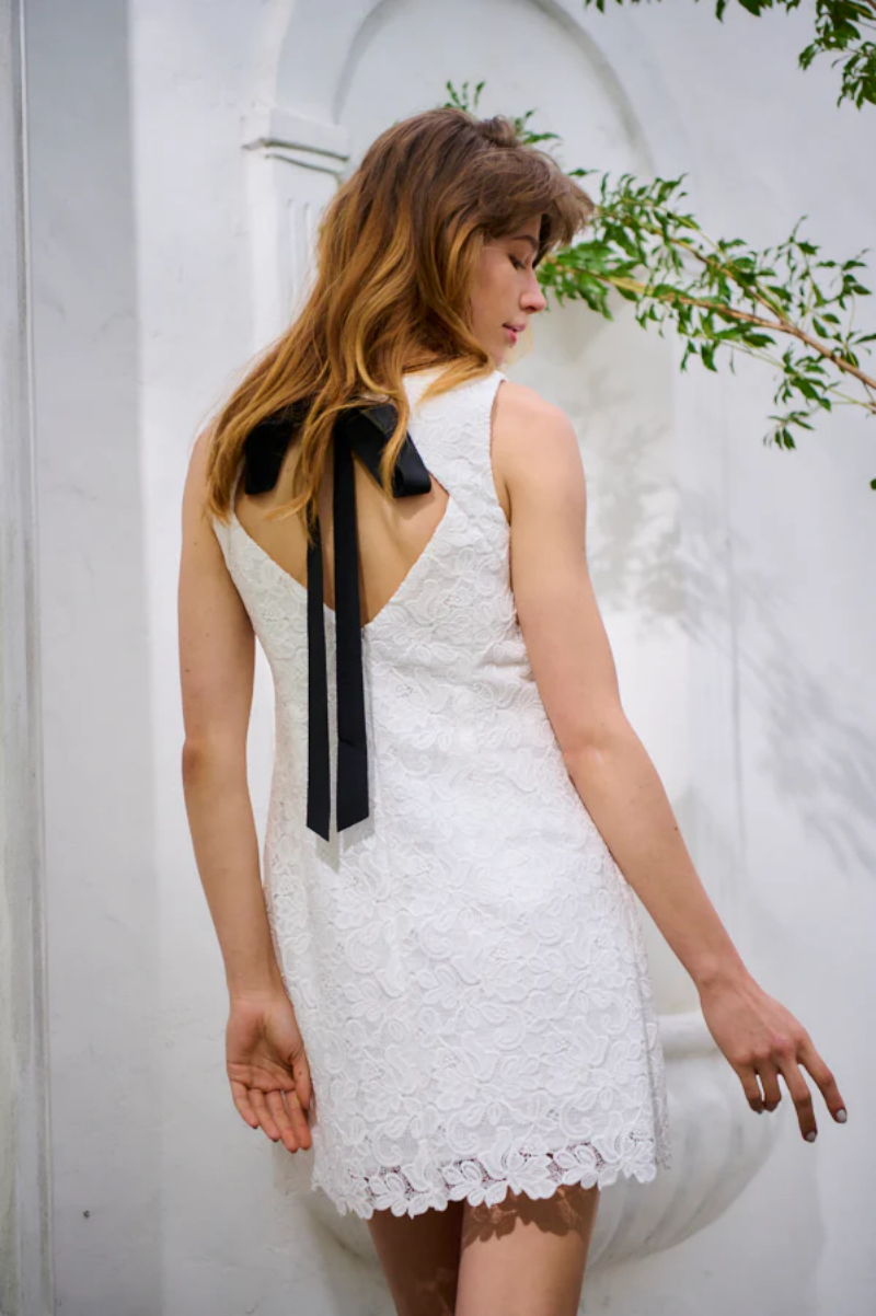 【FaFa】日系 EK 蝴蝶结丝带重工客供水溶蕾丝连衣裙811031530092