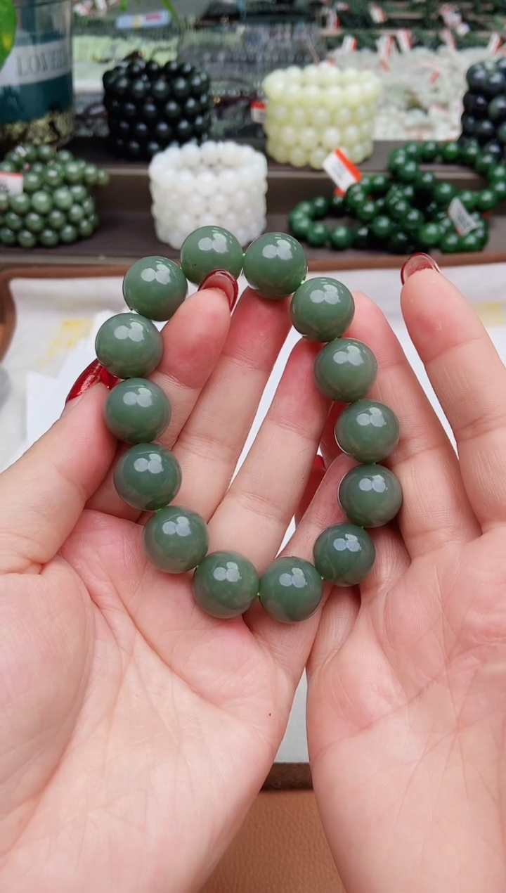 【闪购商品】和田玉手串未镶嵌纯天然和田玉新疆且末海蓝之谜16