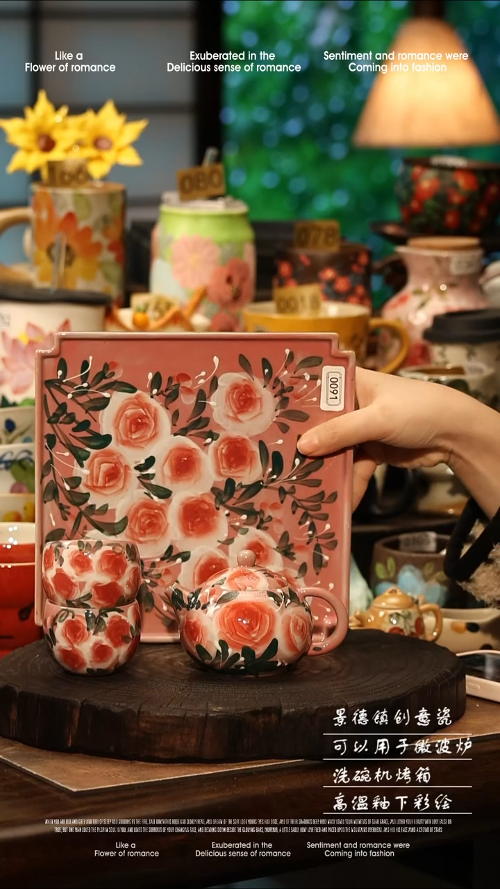 陶瓷景德镇高温釉下彩手工手绘款式