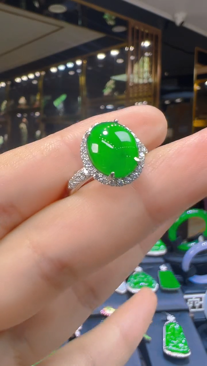 翡翠戒指银S925镶嵌123       (多样性发货发其一)