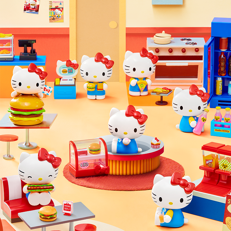 Hello Kitty复古餐厅联名系列手办盲盒&名创优品