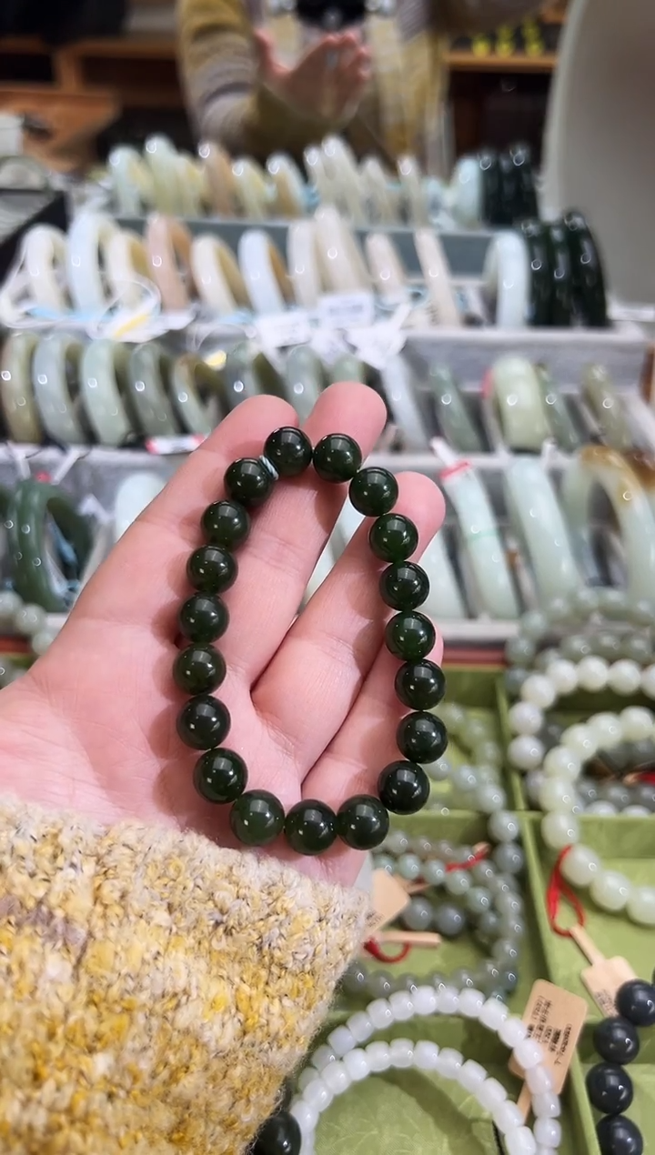 未镶嵌手串和田玉木孜塔格碧玉手串卡10