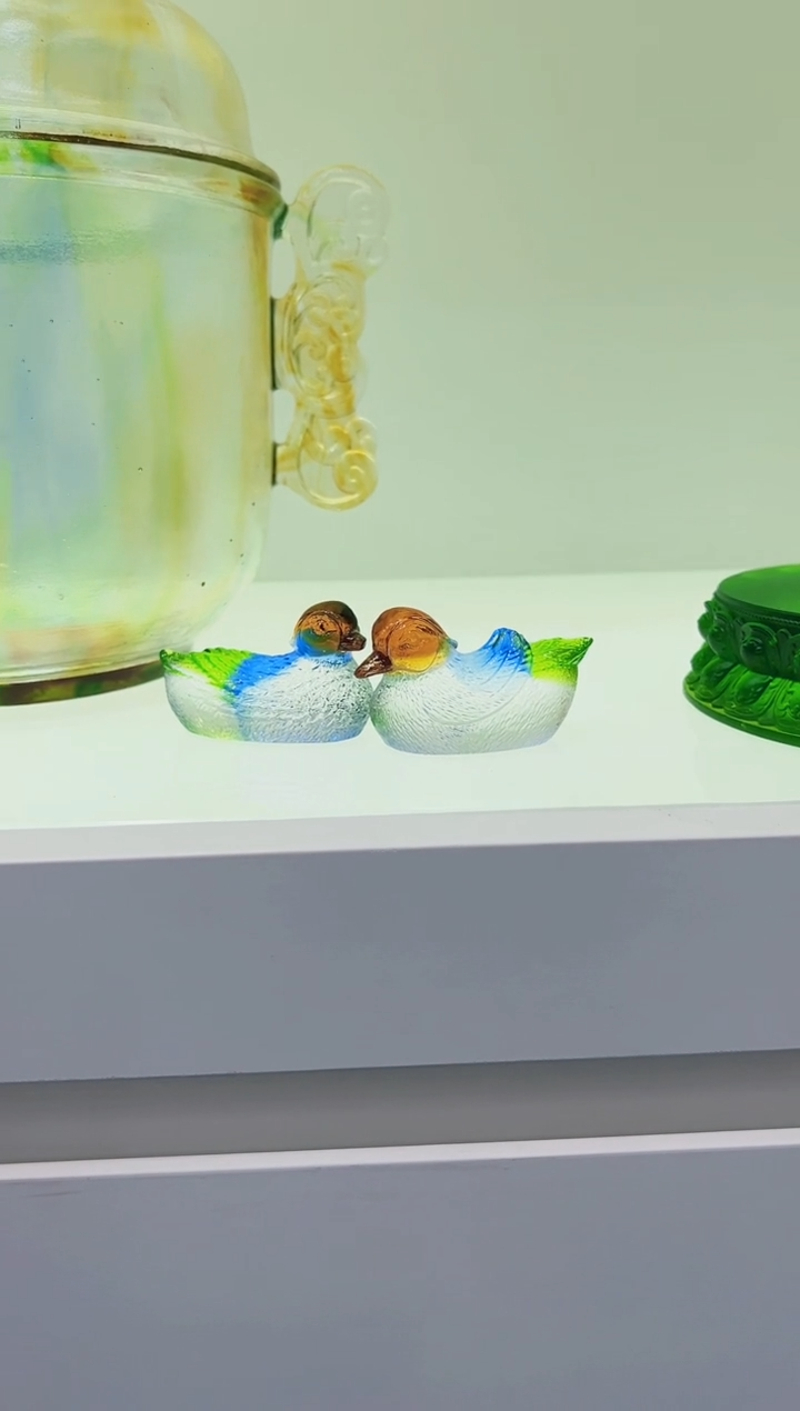 【闪购商品】泥塑古法琉璃鸳鸯摆件