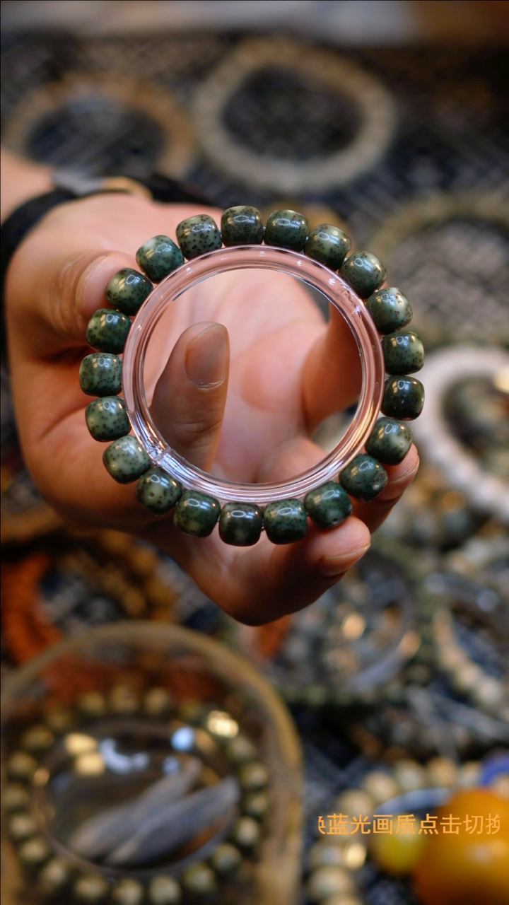 手串星月菩提石玉绿单圈卡11