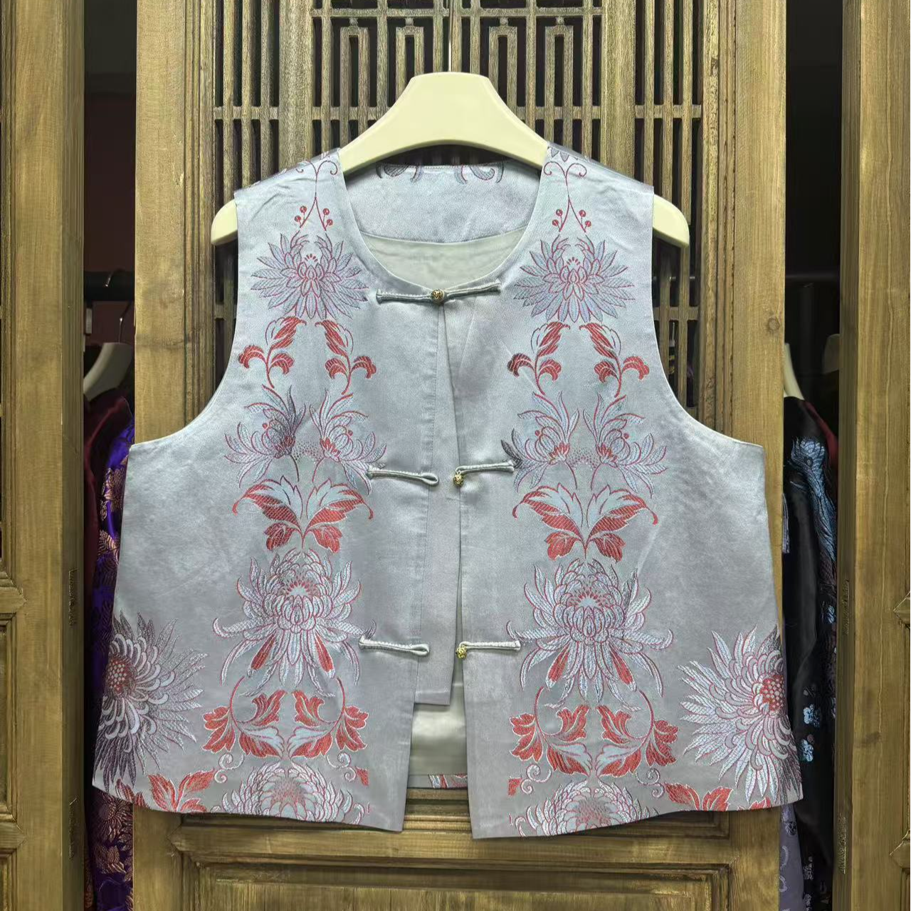 云喜原创老缎双层福利小马甲03