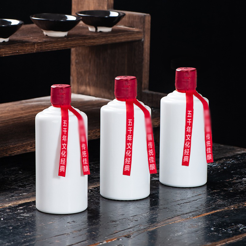 予台镇 毛型瓶套装通用酒瓶一斤装乳白玻璃酒瓶白酒瓶分装加厚
