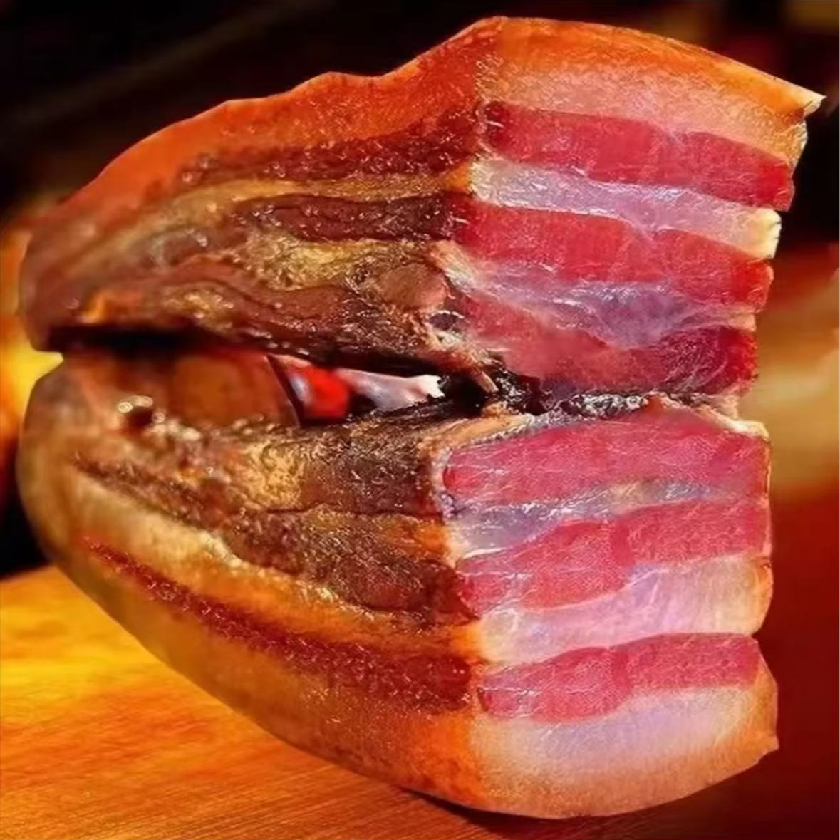 买二送一 恩施 土家正宗柏香树烟熏腊五花 柴火炕炒菜腊肉