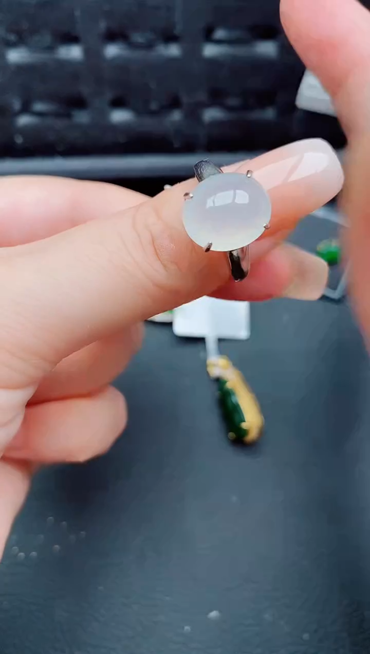 翡翠戒指银S925镶嵌天然a货翡翠203