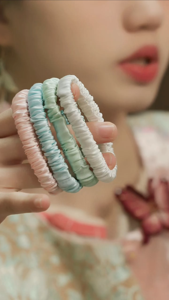 刺绣湘传礼桑蚕丝小发圈四个