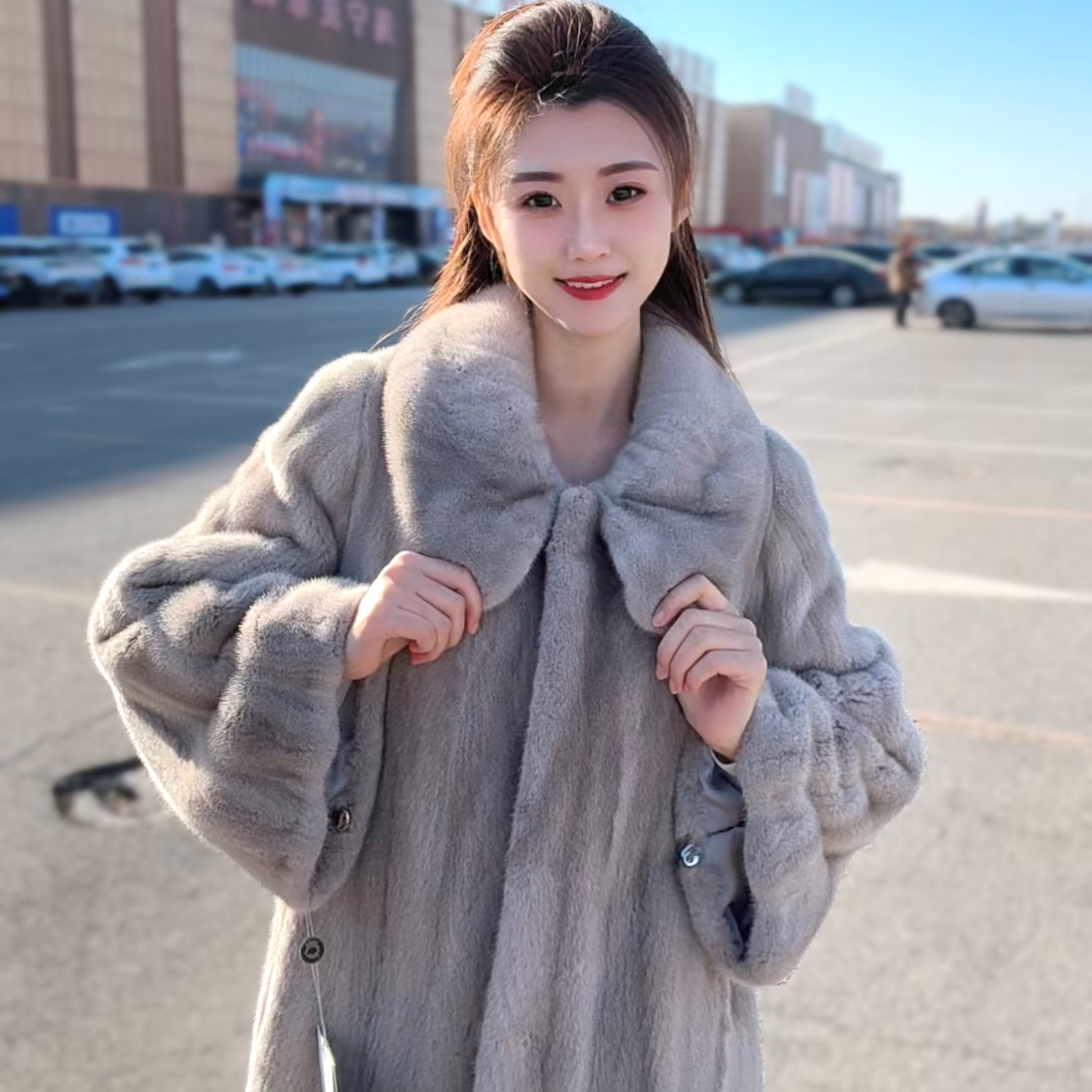 在逃公主 进口天鹅绒短二母貂机开皮全抽刀工艺 水貂皮草