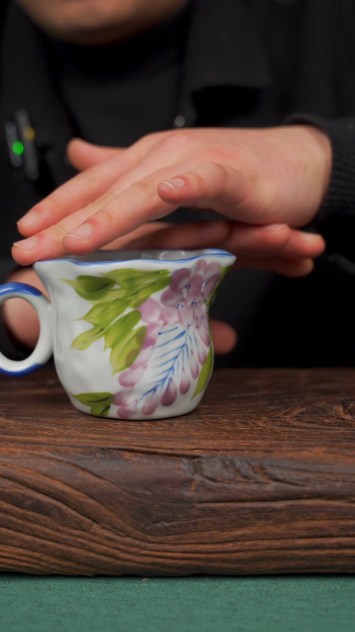 【闪购商品】瓷片寻一缕瓷香杯釉下手工手绘瓷器 紫藤咖啡杯
