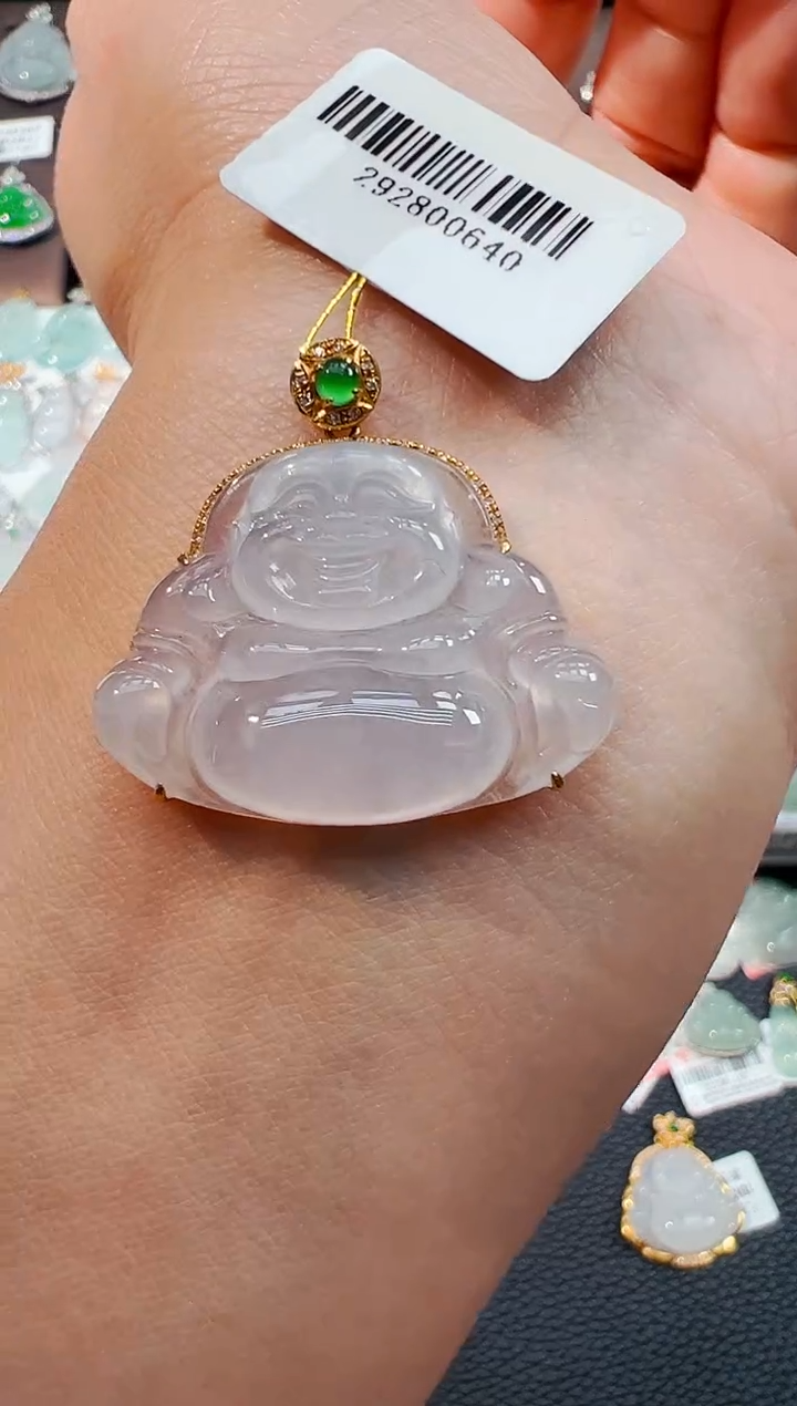 吊坠(不含链)18K金镶嵌翡翠佛公吊坠