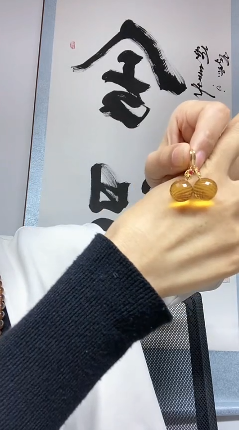 【闪购商品】琥珀耳坠18K金镶嵌约13mm耳坠多样性发一件
