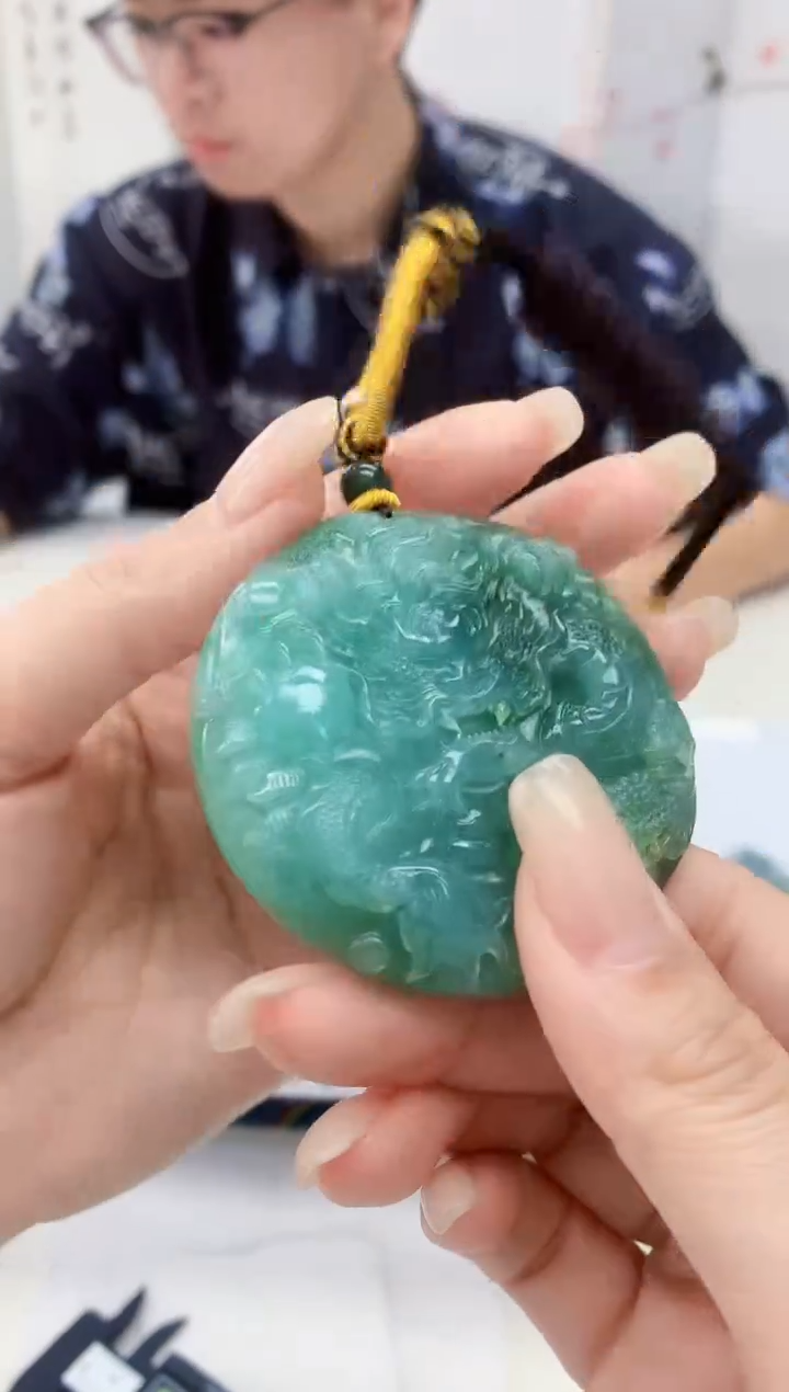 【闪购商品】定制翡翠未镶嵌4688lr-毛货挂件送珠链5