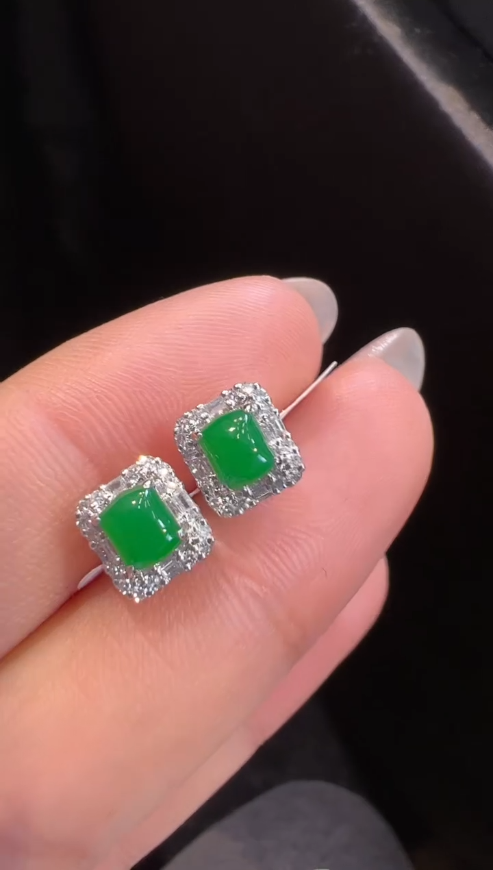 【闪购商品】翡翠耳饰18K金镶嵌耳饰