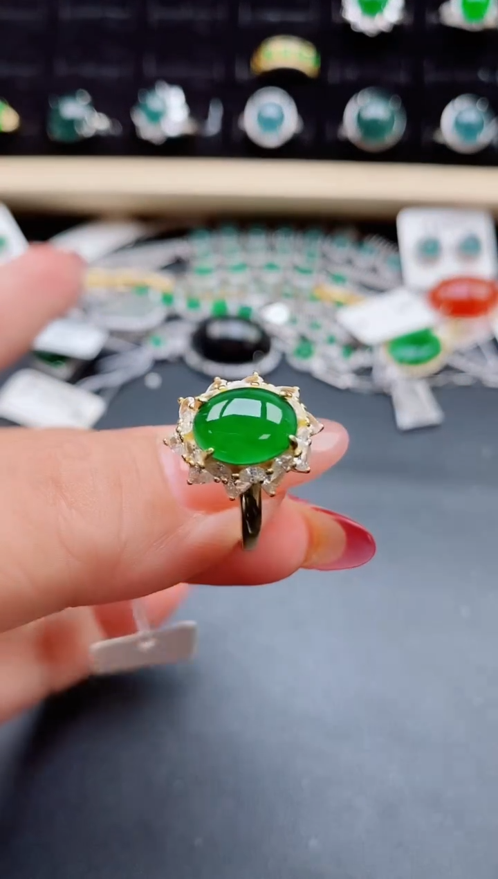 【闪购商品】翡翠戒指银S925镶嵌321321