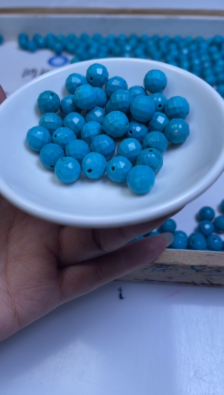 未镶嵌玛瑙手饰D891 高 瓷 蓝 淞 切面10mm10颗9.9元